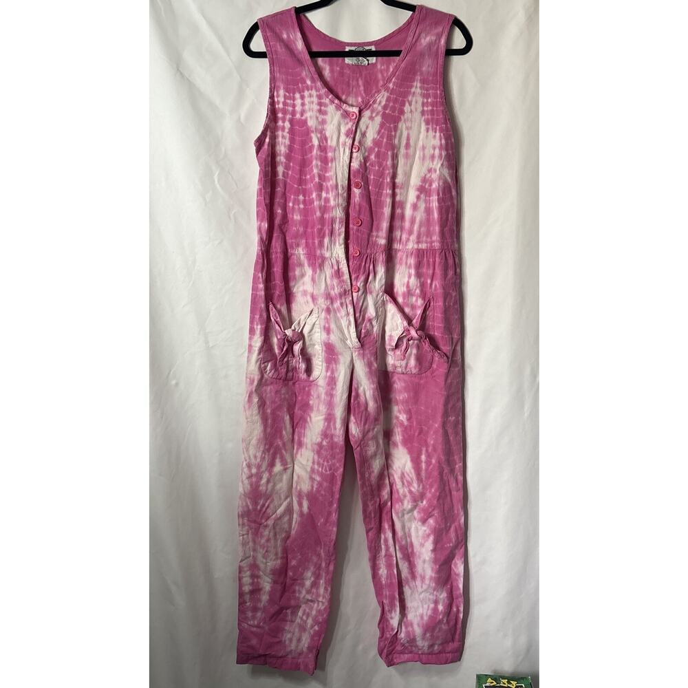 Style & Smile Tie Dye Lounge Long Jumpsuit Pink & White, button SZ Small